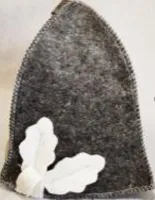 шапка для бани с дубовыми листочками, серая, жар-банька