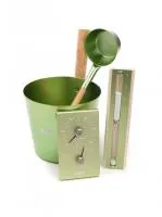 набор банный oxy-m dark green-4 (ушат 5л, черпак, термогигр, песочные часы), 212f, банный эксперт