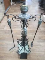 набор для камина из змеевика (часы+подсвечник)