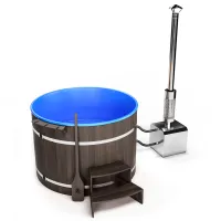 купель шишка с пластиковой вставкой 1700мм (голубая чаша/фасад венге) в комплекте печь