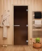 дверь эталон бронза матовое 190х70, 10 мм, 3 петли, коробка ольха. банный эксперт