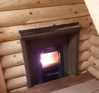 портал для банной печи коричневый кирпич