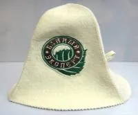 шапка для бани и сауны "колокольчик - банный эксперт", белая, мск