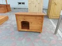 будка для собак деревянная, с односкатной крышей, крашеная, утеплённая, банный перец