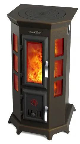 печь-камин отопительно-варочный тмф статика секста черная бронза