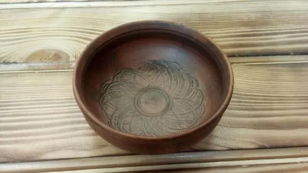 миска глиняная малая, ручная работа, маслянка