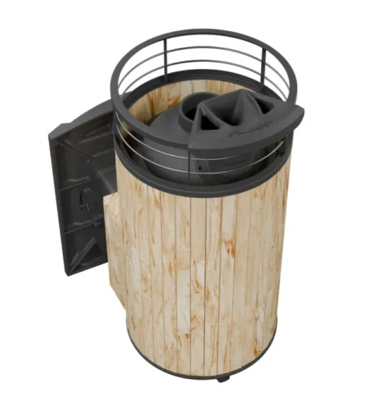 печь для бани прометалл атмосфера xl в ламелях окаменевшее дерево + сетка с тоннелем