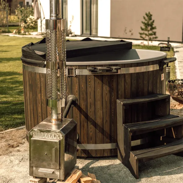 купель шишка с пластиковой вставкой 1700мм (серая чаша/фасад венге) в комплекте печь